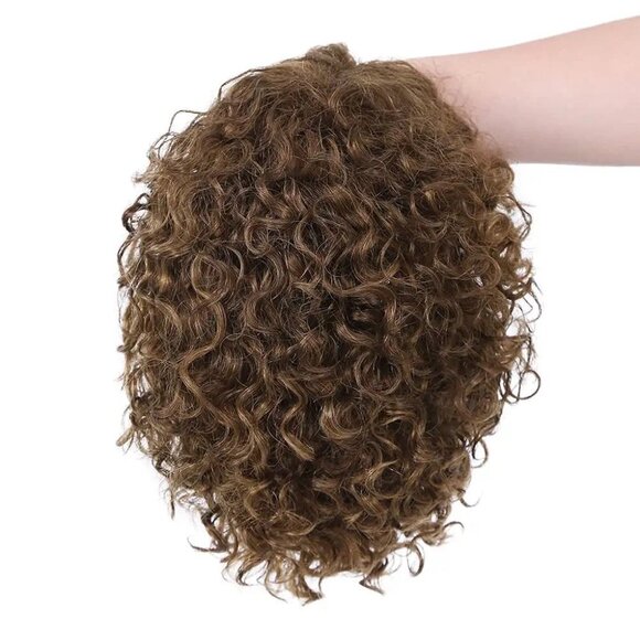 Honey Blonde Curly Human Hair Wigs - Picture 5 of 5